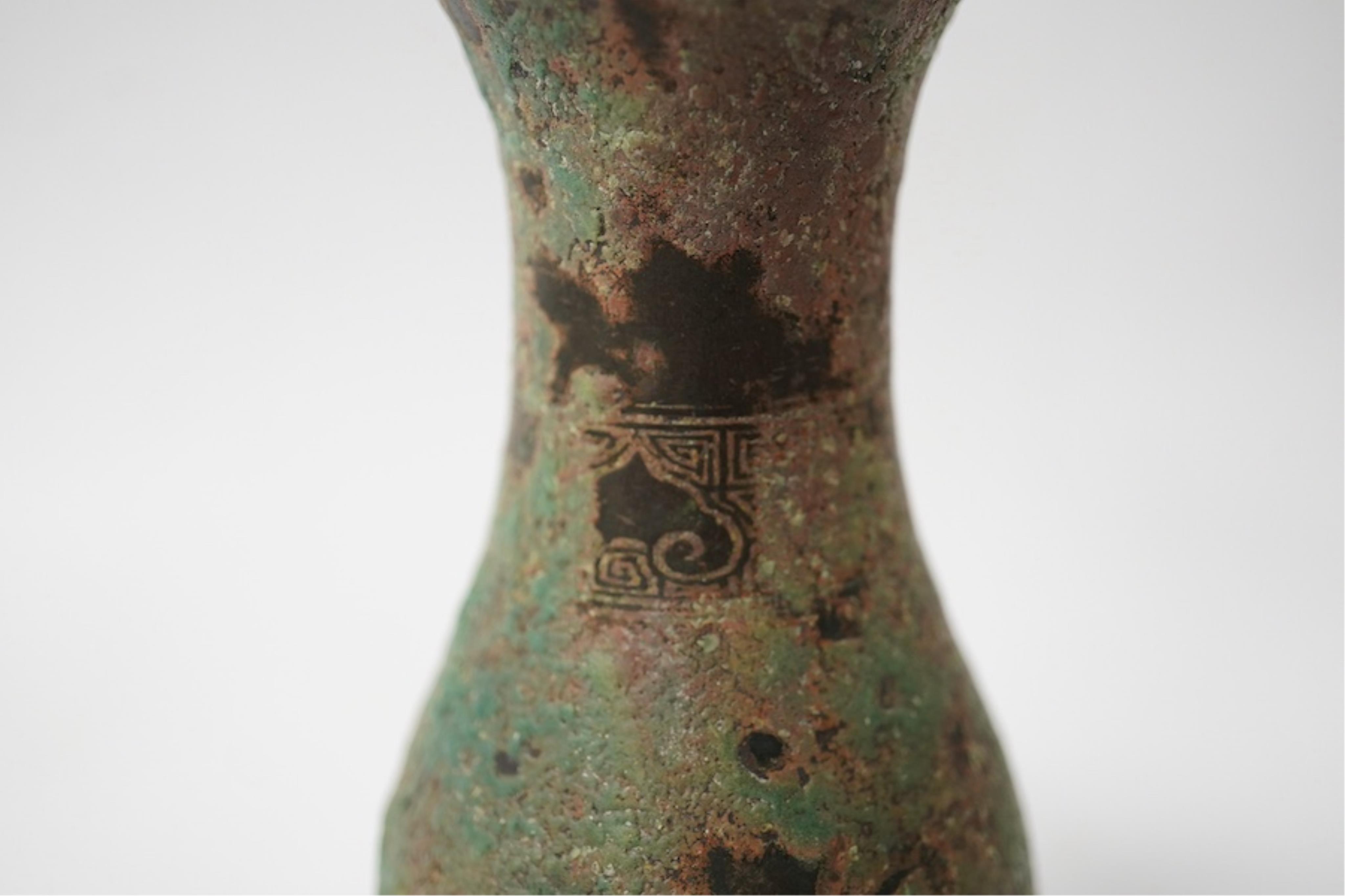 A Chinese archaistic bronze vessel, 13cm high. Condition - good considering age and use